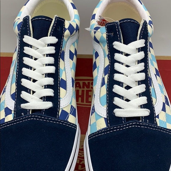 VANS OLD SKOOL CHECKERBOARD Blue Topaz men’s - Picture 7 of 16